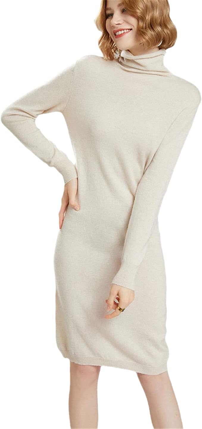 100% Cashmere Knitwears Women Dress Winter Fashion O Neck Long Pullovers Solid Colors Ladies Clothes
