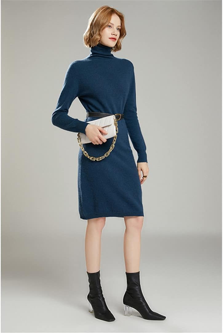 100% Cashmere Knitwears Women Dress Winter Fashion O Neck Long Pullovers Solid Colors Ladies Clothes - Image 2