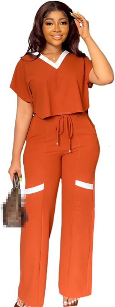 African Clothes Women 2 Piece Set T Shirt Tops and Pant Suits Set Summer Splice Fashion Office Lady Africa Clothing Outfits - Image 8