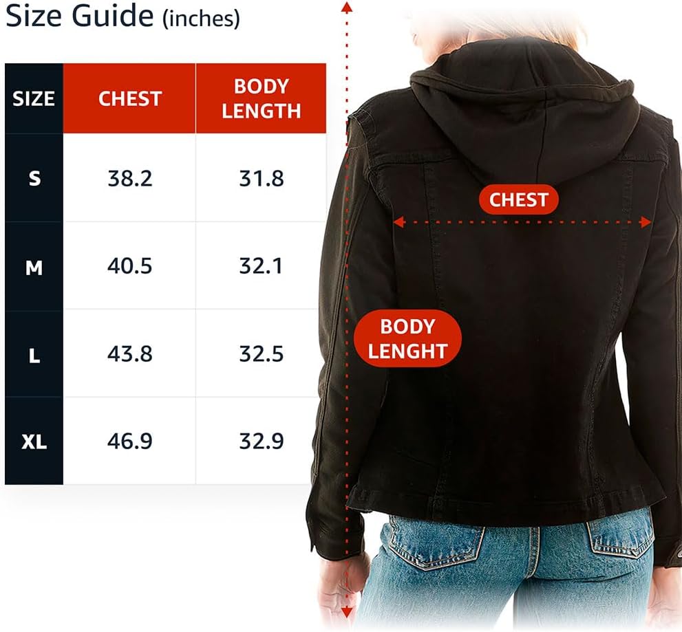 Amazing Ladies' Denim Jacket with Fleece Hoodie - Presents for Women - Fashion Women Clothing - Light Washed, L - Image 4