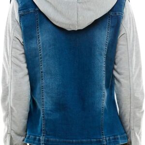 Amazing Ladies' Denim Jacket with Fleece Hoodie - Presents for Women - Fashion Women Clothing - Medium Washed, XL