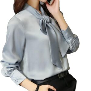 Autumn Casual Chiffon Vneck Lantern Sleeve Fashion Blouses Clothes