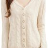 Cardigans for Women's Sweater Cardigan Autunm Winter V Neck Vintage Soft Long Sleeve Knit Sweaters Clothing