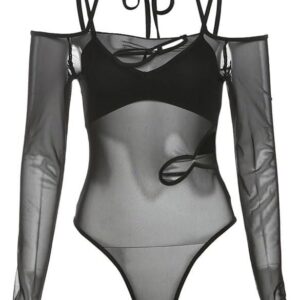 CGTENBS Women's Clothing Tops Fashion Straight Neckline Long Sleeves Jumpsuit(Medium)