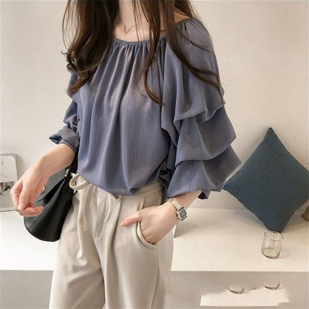 Chiffon Slash Neck Women Shirt SleeveLoose Spring Autumn Intellectual Women's Clothing - Image 5
