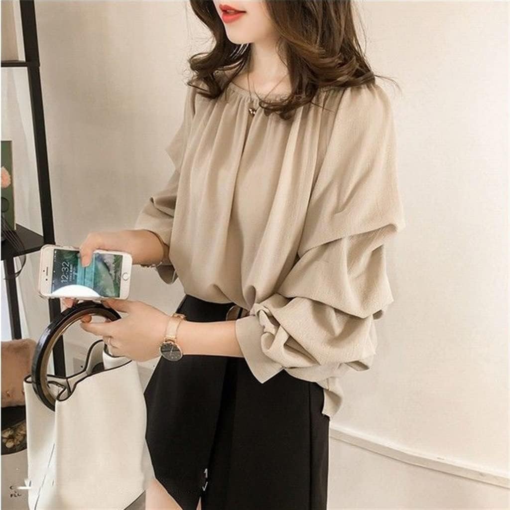 Chiffon Slash Neck Women Shirt SleeveLoose Spring Autumn Women's Clothing - Image 3