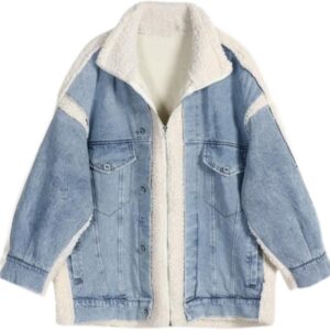 Fashion Autumn Winter Jean Coat Women Clothing Plus Size Outerwear Lamb Wool Coats Patchwork Denim Jackets Female Tops