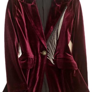 Fashion Gold Velour Casual Blazer Suit Women's Clothing Thin Professional Spring Autumn Blazers Suit Jackets