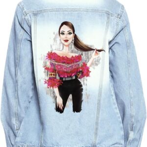 Fashion Illustration Women's Casual Denim Jacket - Cool Art Clothing - Unique Design Apparel