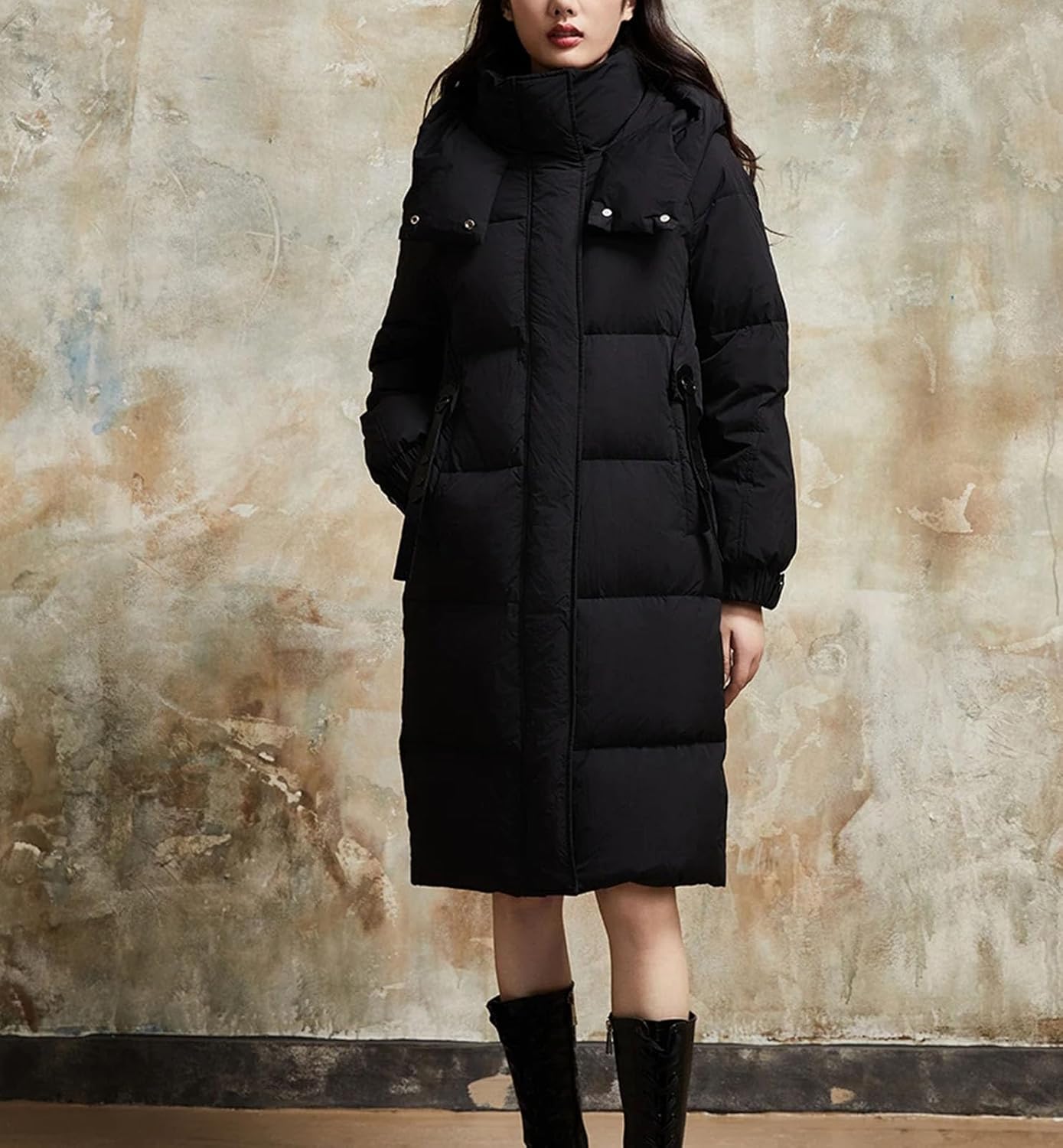 Long Women's Winter Down Jacket Hood Zipper Fashion Duck Down Coat Puffer Quilted Jacket Female Clothing Snow Outwear - Image 2