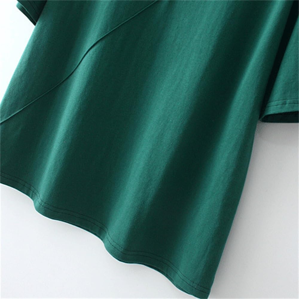 MVUYO Short Sleeve Tops T-Shirt Tees Women Clothing Loose Cotton Metal Pearl Pendant Decoration - Image 4