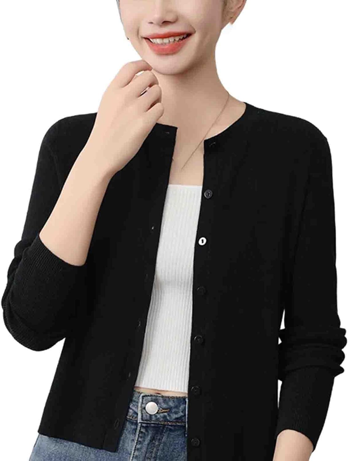 O-Neck Cardigan Sweater Women Knitted Clothing Female Long Sleeve Tops Knitwears Fashion Basics Sweater Quality