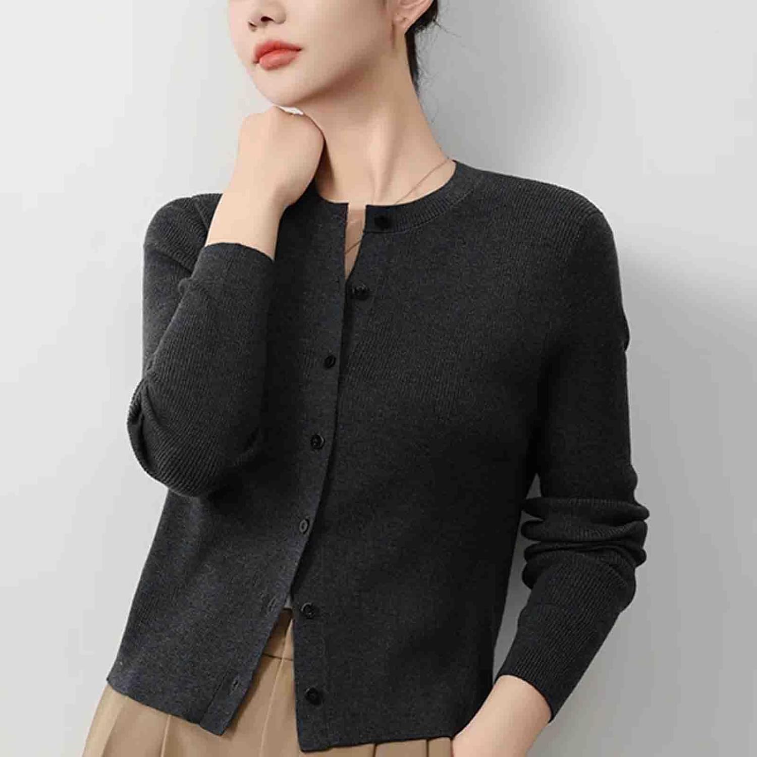 O-Neck Cardigan Sweater Women Knitted Clothing Female Long Sleeve Tops Knitwears Fashion Basics Sweater Quality - Image 2