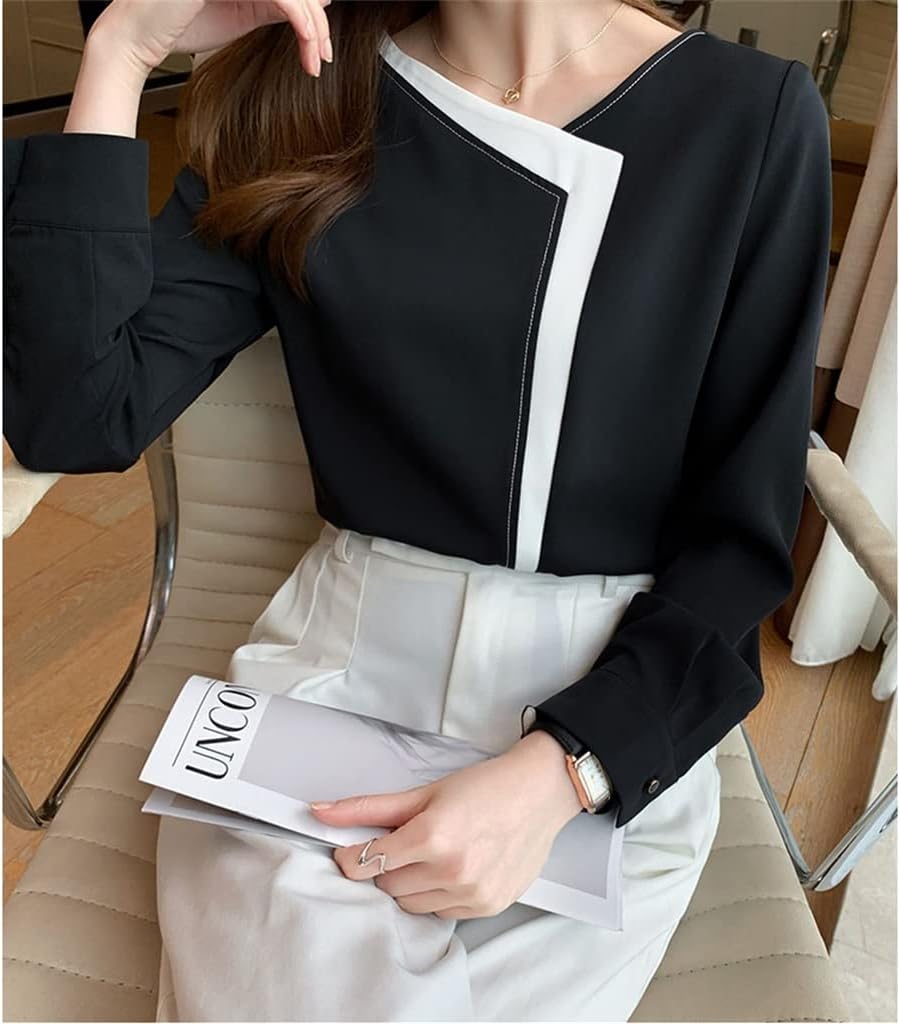 Office Lady V Neck Black Long Sleeve Tops Comfortable T Shirts Spring Autumn Women's Clothing - Image 6