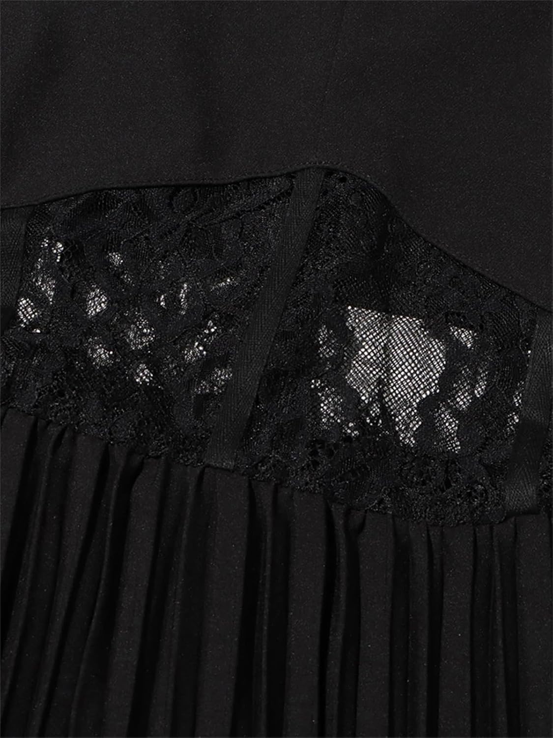 Patchwork Lace Dresses for Women V Neck Sleeveless High Waist Tunic Elegant A Line Dress Fashion Clothing - Image 4