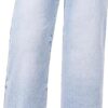 roswear Women's Wide Leg Jeans High Waisted Stretchy Denim Trouser Pants