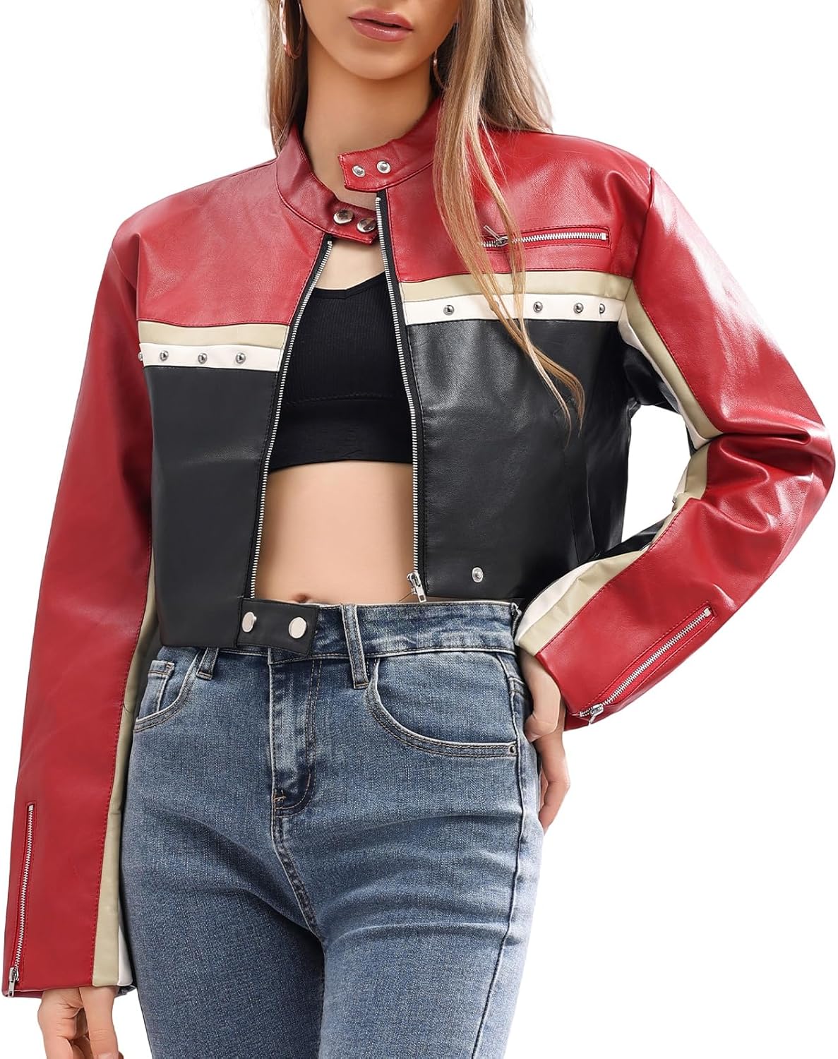 shamofeng Women Leather Jackets Motorcycle Bomber Leather Coats Moto Biker Coat Spring Fall Outfits Fashion Clothes - Image 11