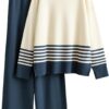 Tanming Women's Lounge Sets 2 Piece Outfits Knitted Pullover Sweater Tops Wide Leg Pants Tracksuit