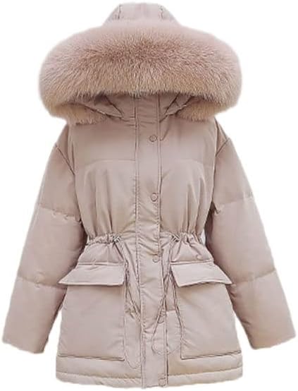 White Duck Down Coat Winter Women Fashion Hooded Collar Thicken Warm Feather Clothing Female Parka Overcoat - Image 5
