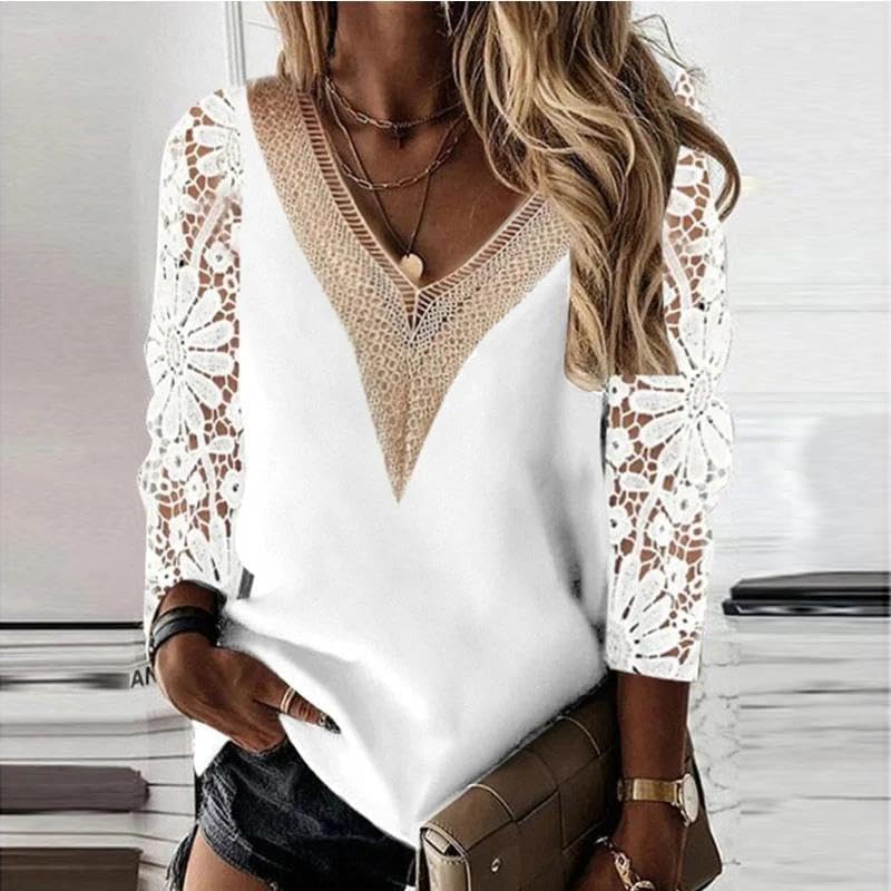 WINSUNNY Autumn Vneck Office Lady Spring Fashion Long Sleeve Chiffon Casual Clothes - Image 3