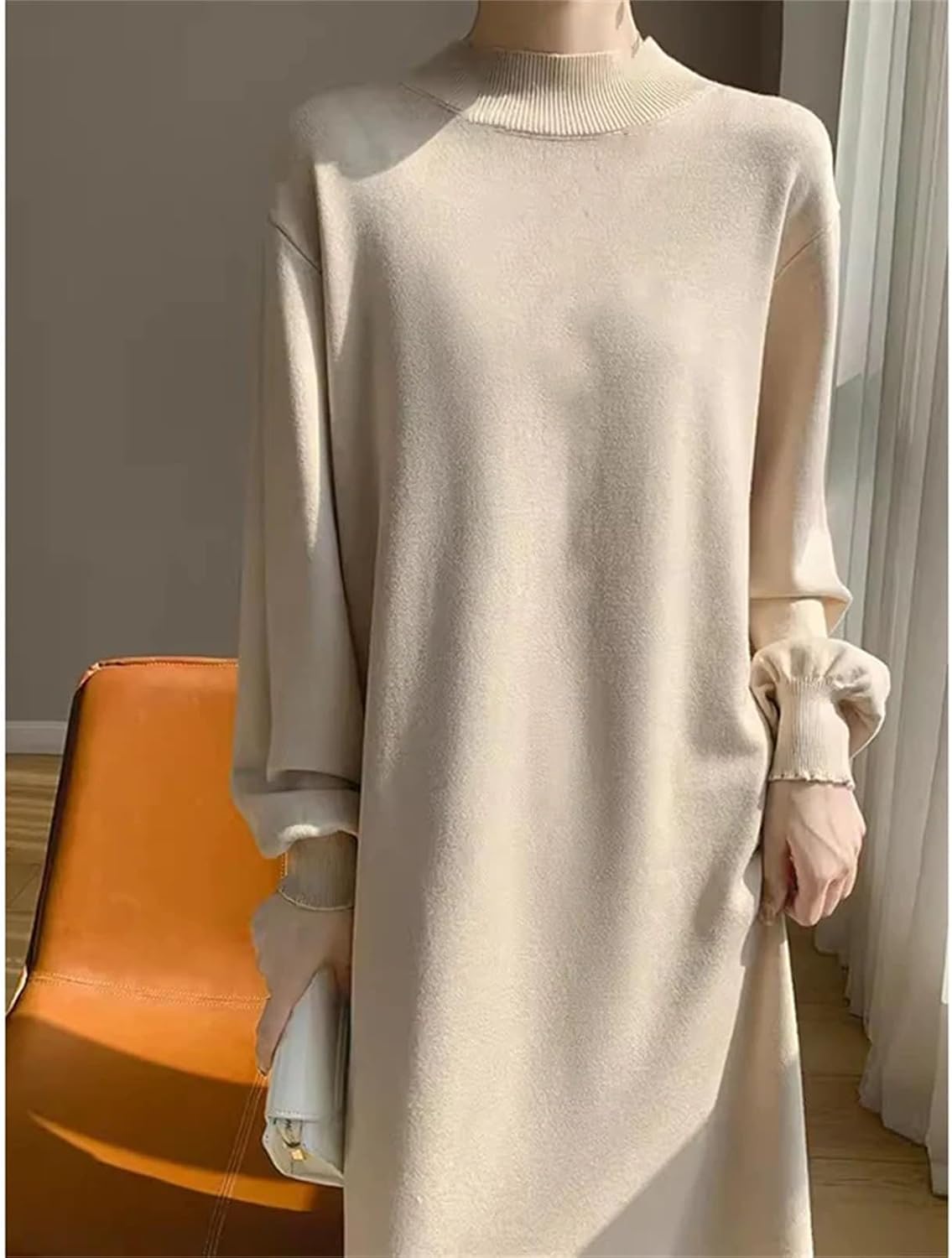 Winter Knitted Dress Solid Casual Elegant Soft Comfortable Warm Vestidos Women Clothing Fashion Sweater Dresses - Image 5