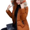 Winter Parka Coat Women Korean Loose Fashion Hooded Jacket White Red Black M-3XL Plus Size Slim Warmth Clothing Caramel XXXL