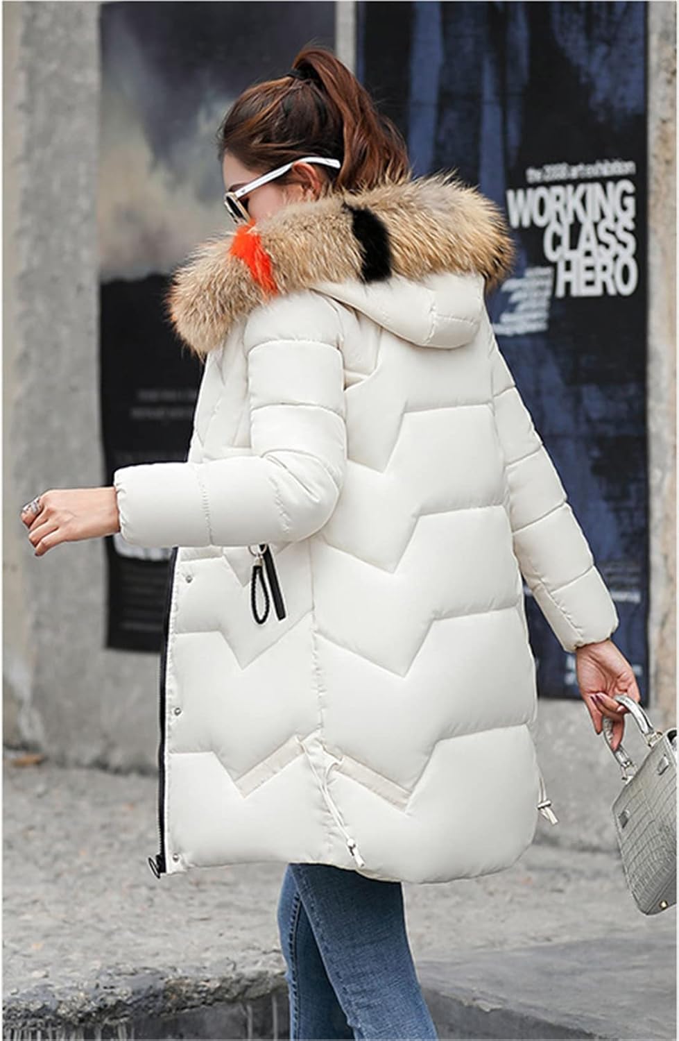 Winter Parka Coat Women Korean Loose Fashion Hooded Jacket White Red Black M-3XL Plus Size Slim Warmth Clothing White XL - Image 5