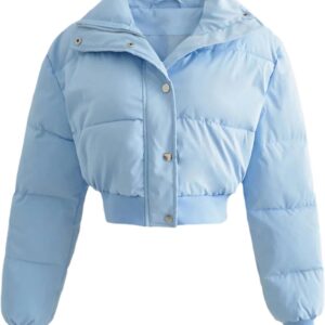 Winter Vintage Warm Solid Lapel Collar Cotton Clothes Women Casual Streetwear Long Sleeve Short Chic Top