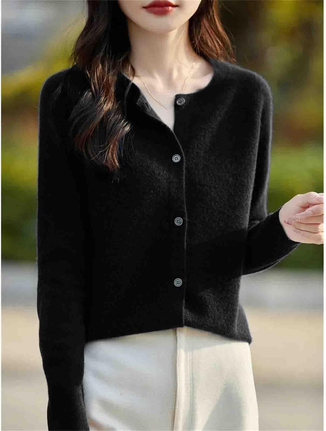 Winter Women Sweater Wool Knitwear Fashion Solid Cardigan Classic Long Sleeve Clothing Tops - Image 8
