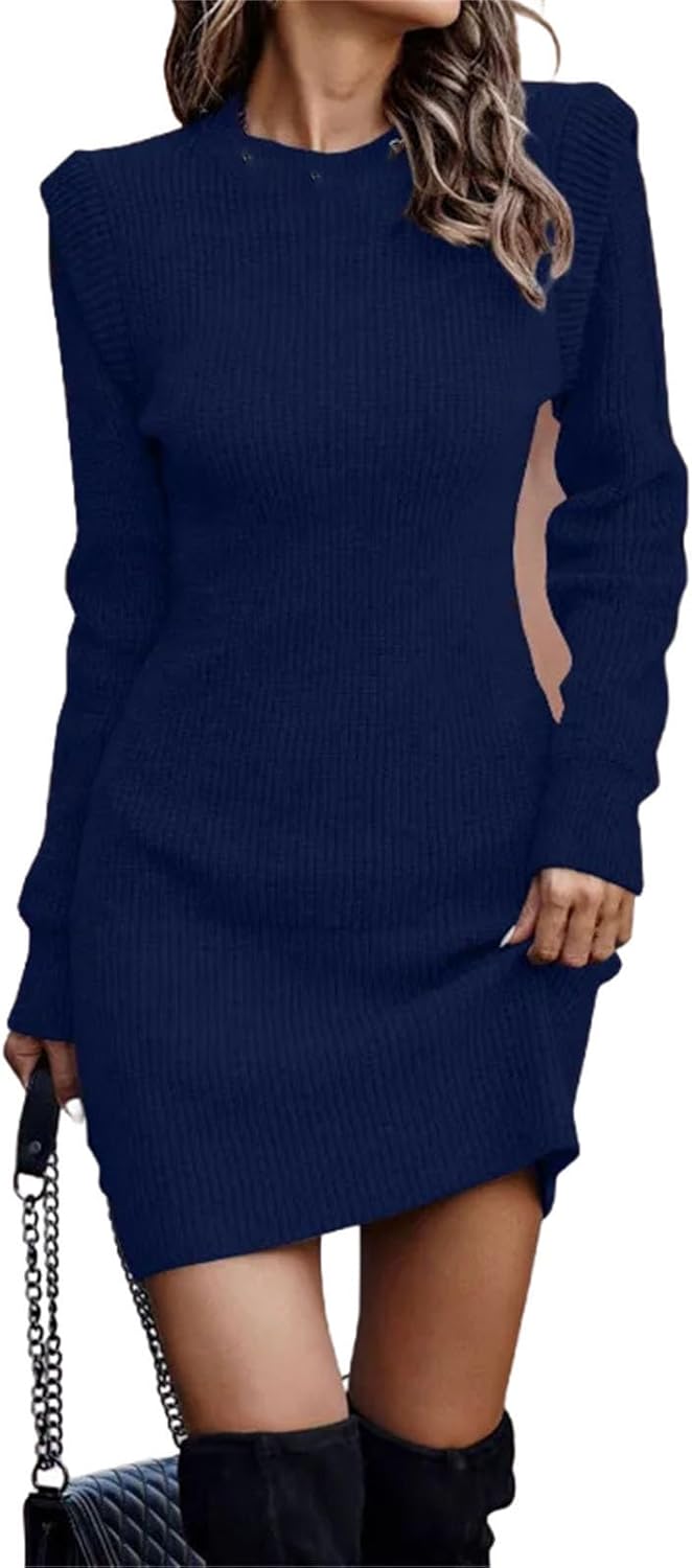 Winter Women's Clothing Fashionable Temperament Sexy Round Neck Long Sleeved Hip Hugging Sweater Women's Dress - Image 20
