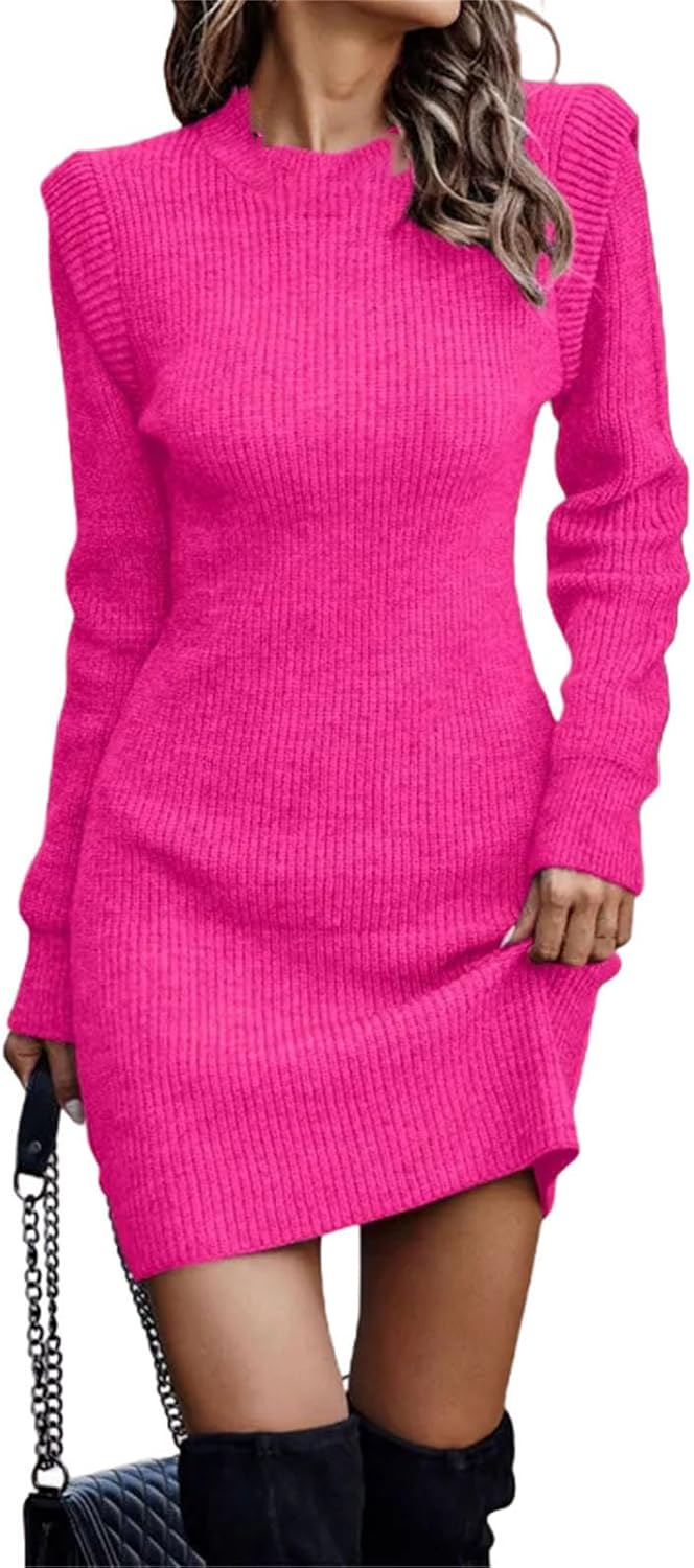 Winter Women's Clothing Fashionable Temperament Sexy Round Neck Long Sleeved Hip Hugging Sweater Women's Dress - Image 22