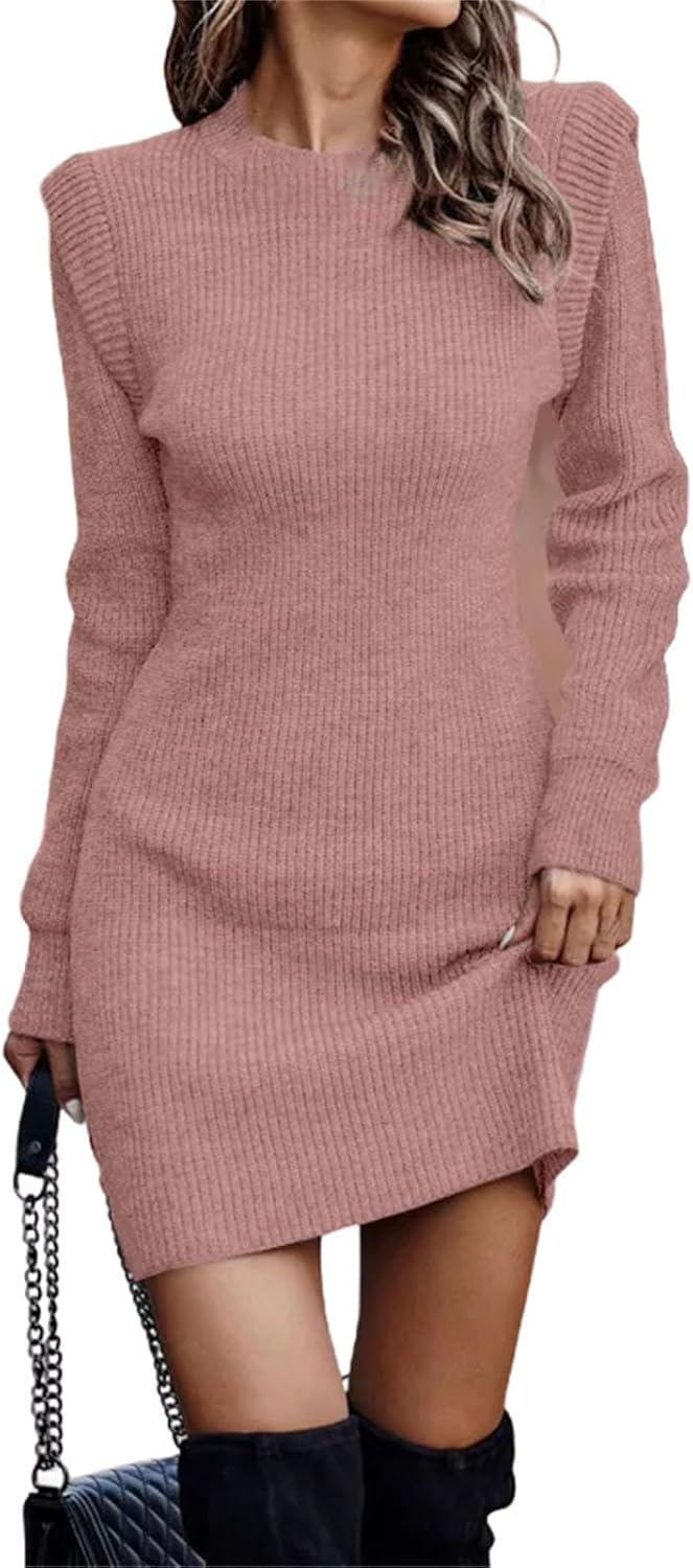 Winter Women's Clothing Fashionable Temperament Sexy Round Neck Long Sleeved Hip Hugging Sweater Women's Dress - Image 16