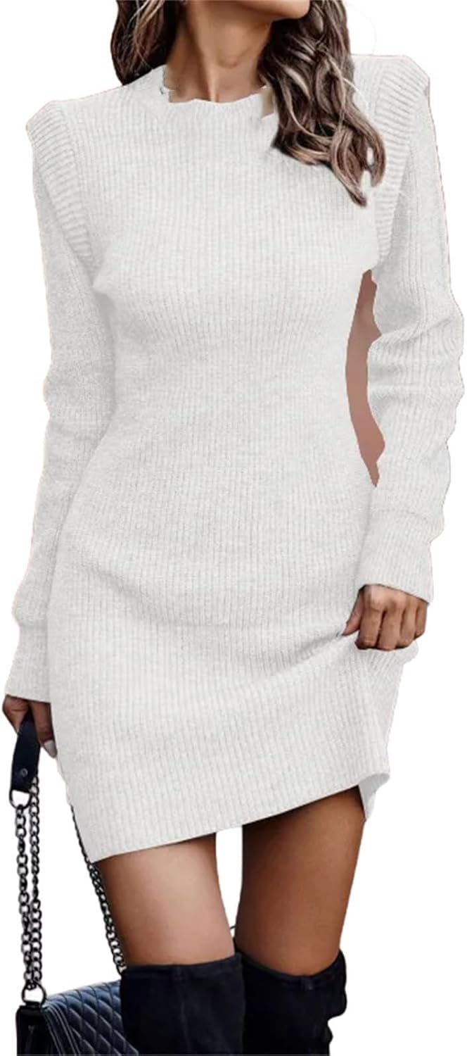 Winter Women's Clothing Fashionable Temperament Sexy Round Neck Long Sleeved Hip Hugging Sweater Women's Dress - Image 15
