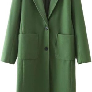 Woman Autumn Casual Winter Clothes Women Woolen Long Straight Single Breasted Pockets Fashion Coats