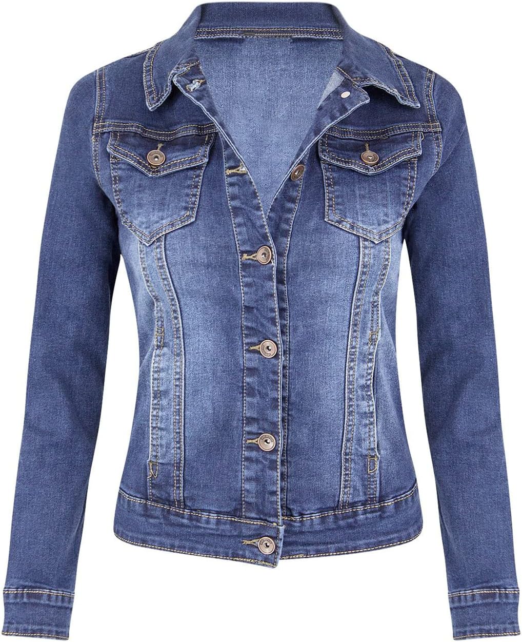 Woman Denim Jacket Fashion Slim Elastic Long Sleeve Jeans Jacket Coat Autumn Winter Casual Clothing