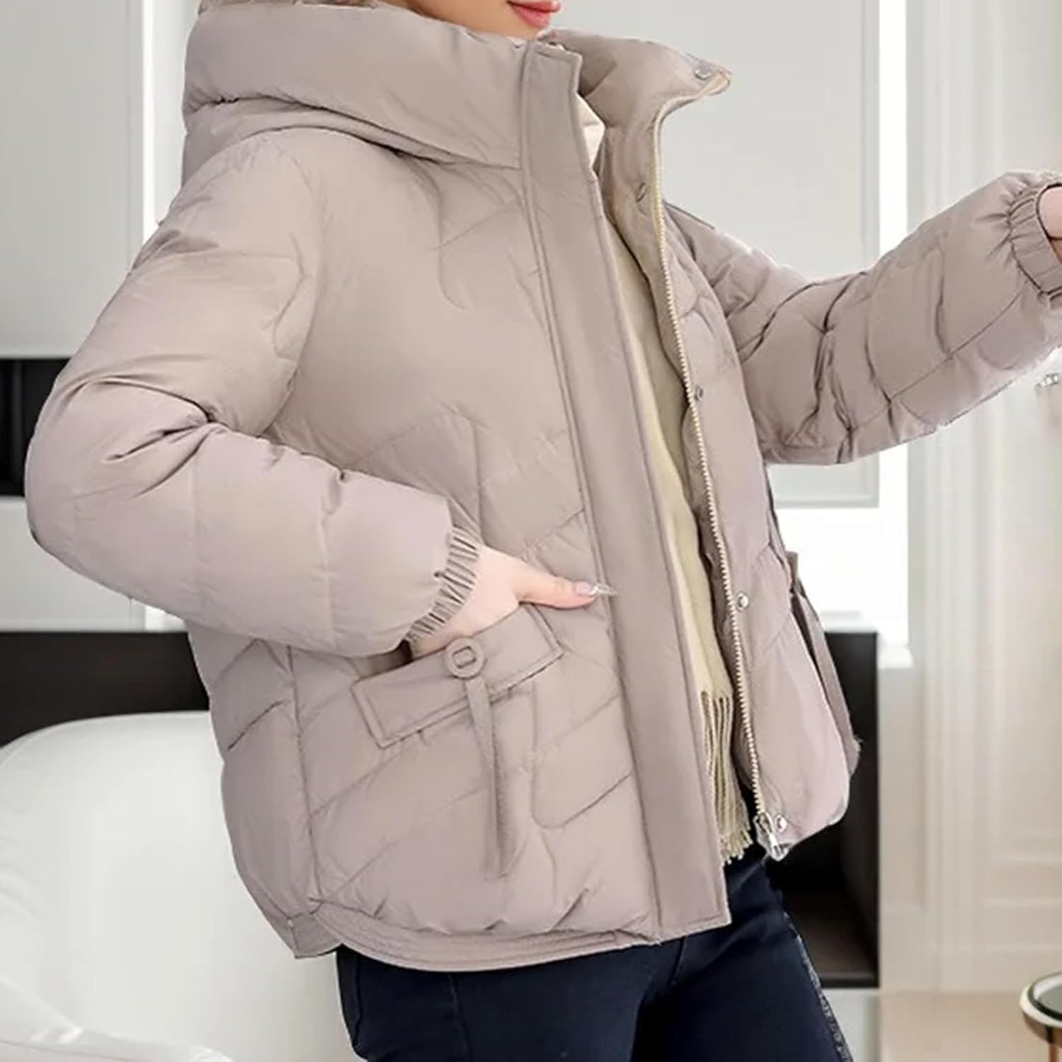 Woman Down jacketr Stylish Puffer jacketr Casual Coat Hooded Fashion Warm Thick Zipper Coat Woman Winter Clothes - Image 7