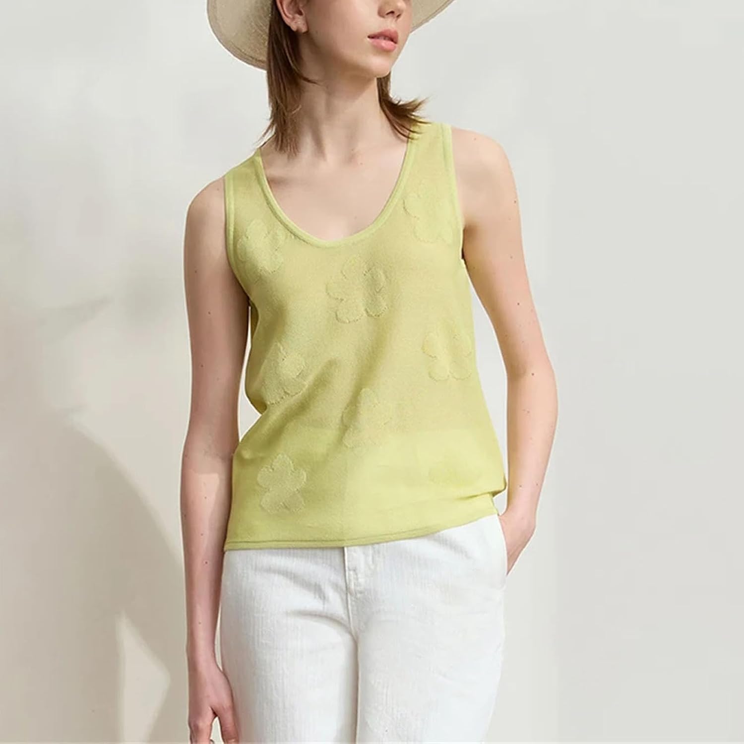 Women Knitted Camisole Solid Sleeveless U-Neck Casual Tops for Woman Fashion Office Lady Clothing - Image 2