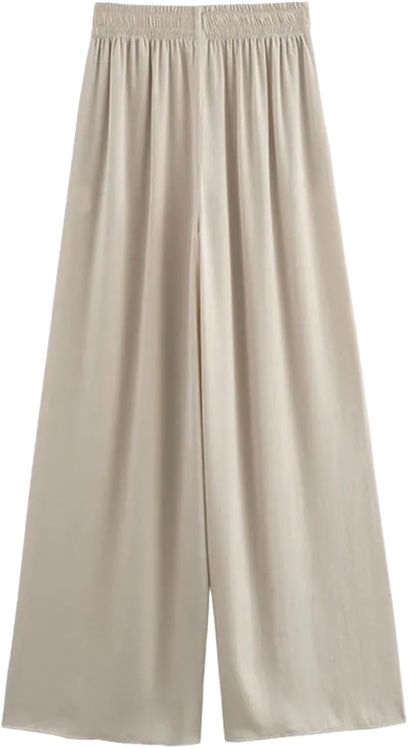 Women Loose Wide Leg Pants Fashion Solid Elastic Waist Female Elegant Street Pant Trousers Clothing - Image 9