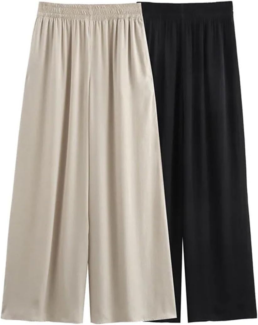 Women Loose Wide Leg Pants Fashion Solid Elastic Waist Female Elegant Street Pant Trousers Clothing - Image 2
