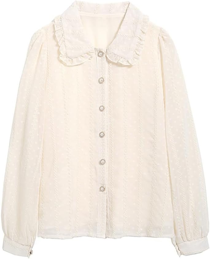 Women Vintage Tops Chiffon Blouse Long Sleeve Casual Female Work Office Shirts Female Clothing