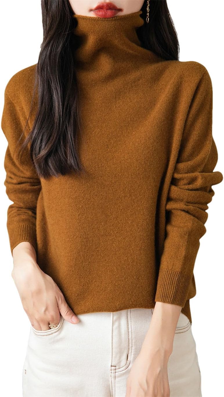 Women's 100% Merino Wool Sweater Long Sleeve Turtleneck Tops Vintage Knitted Pullover Fashion Clothing - Image 17