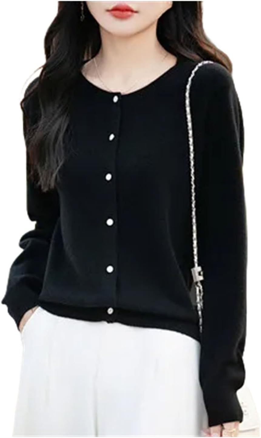 Women's Clothing Merino Wool Cardigan Spring O-Neck Cashmere Knitted Fashionable Sweater Jacke - Image 12