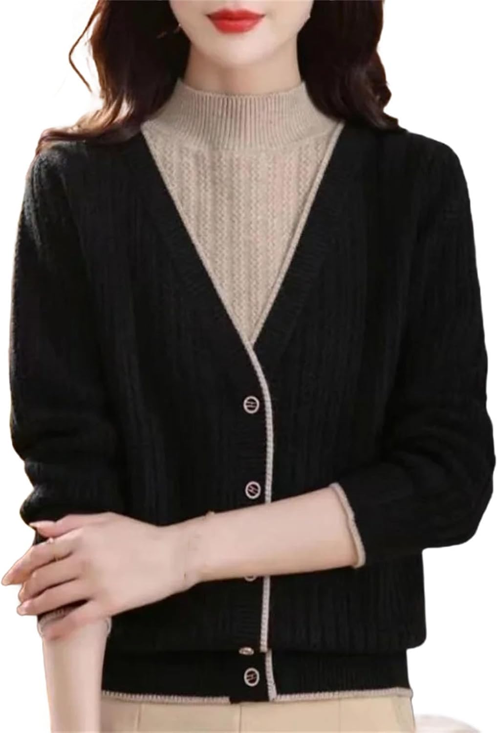 Women's Fashion Half High Collar Long Sleeve Sweater Clothes Elegant Knitwear - Image 8