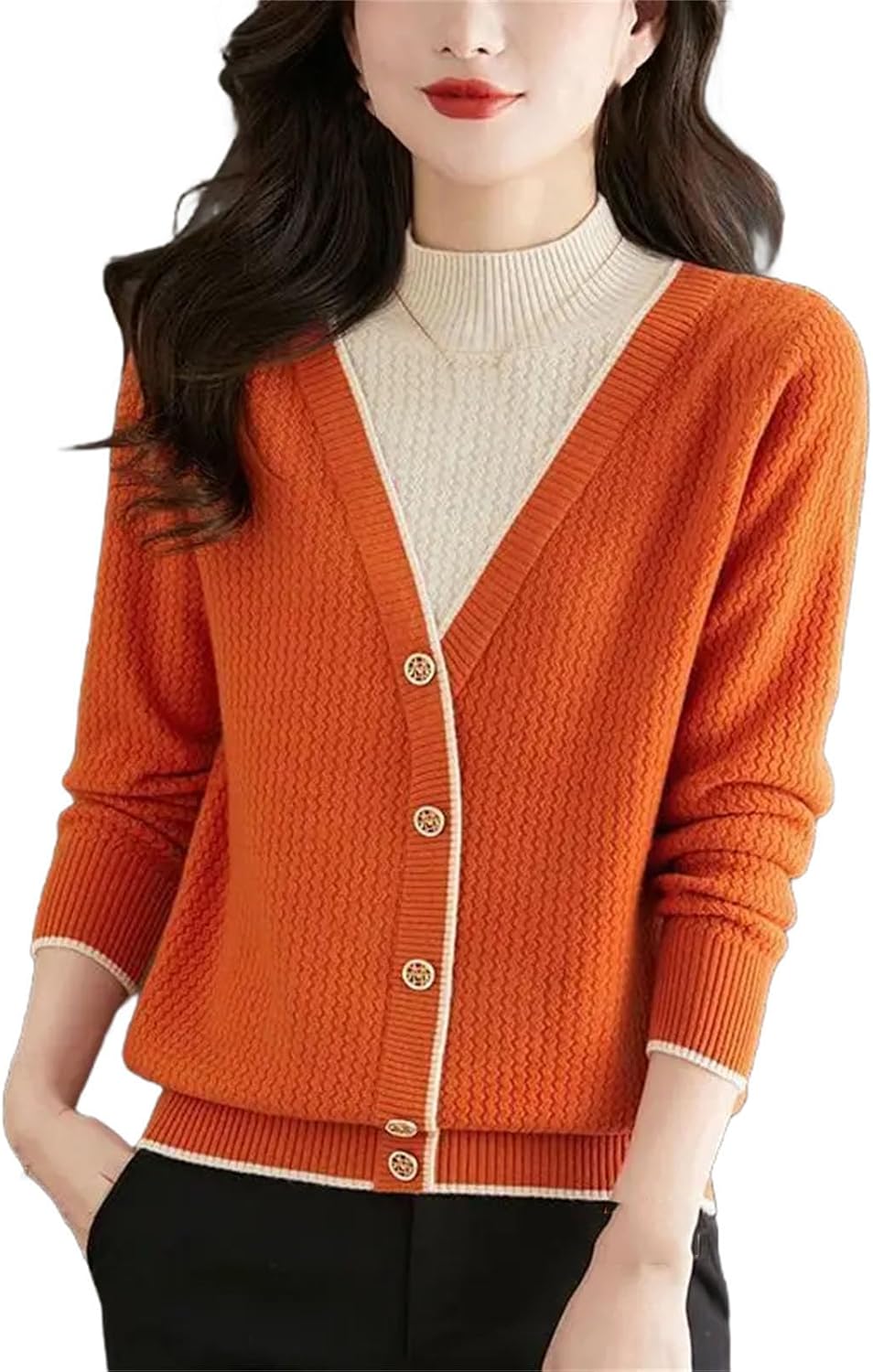 Women's Fashion Half High Collar Long Sleeve Sweater Clothes Elegant Knitwear - Image 12