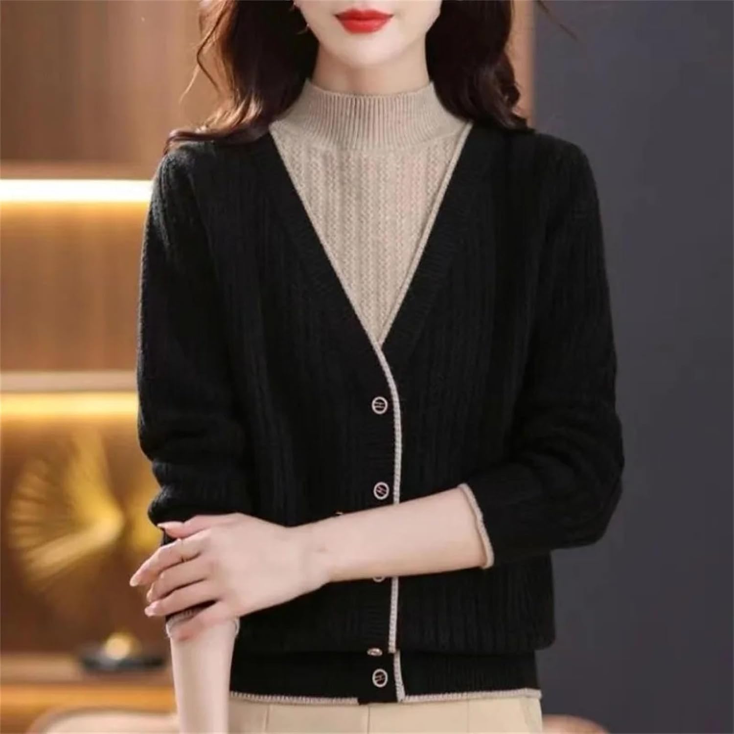 Women's Fashion Half High Collar Long Sleeve Sweater Clothes Elegant Knitwear - Image 4