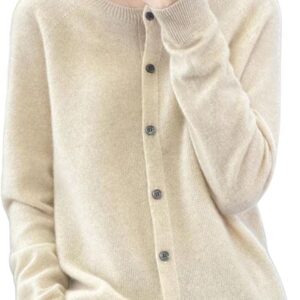 Womens Fashion Merino Wool Sweater Knitted Cashmere Cardigan Basic Knitwear Fashion Spring O-Neck Clothing Tops
