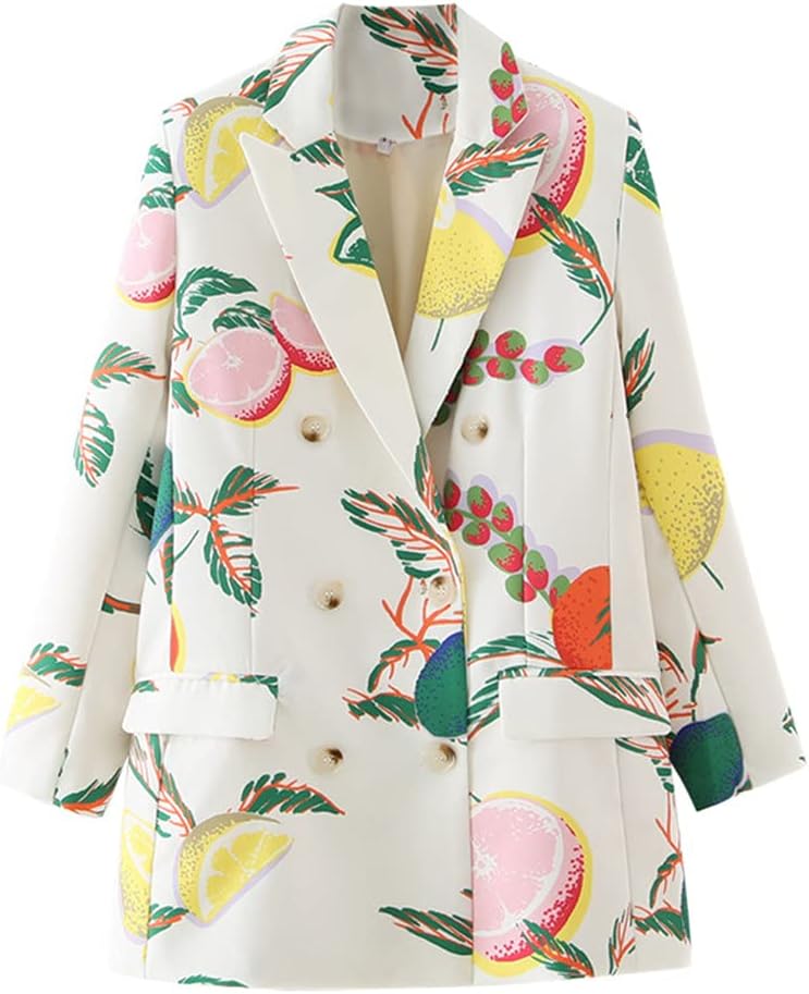 Women's Fashion Street Clothing Fresh Fruit Print Suit Jacket Blazer