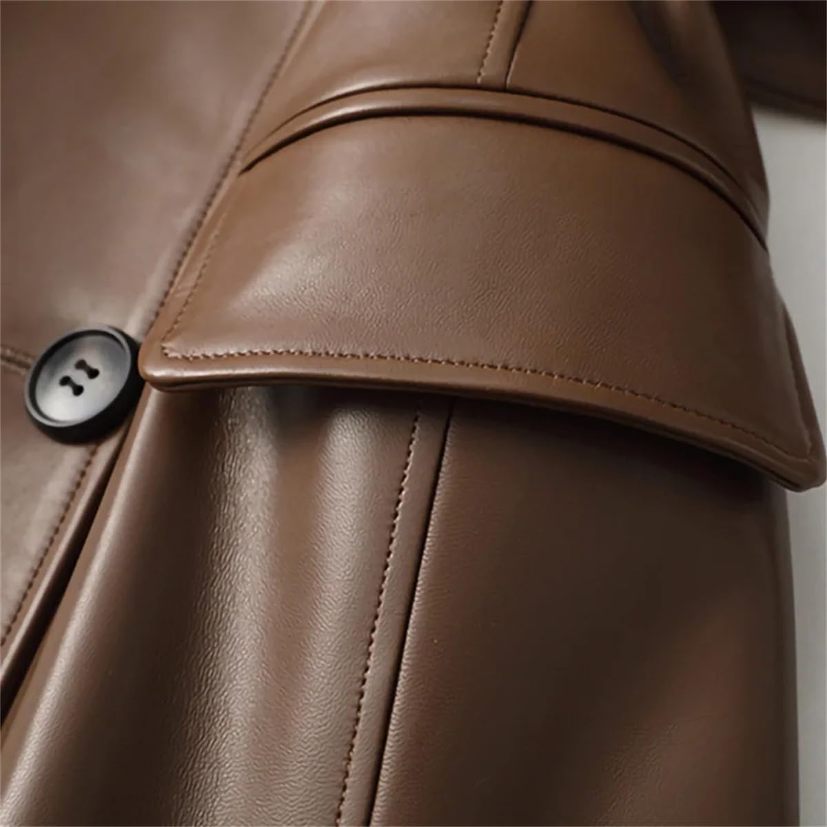 Women's Leather Trench Coat Fashion Street Genuine Leather Jacket Long Full Sleeve Women's Clothing - Image 7