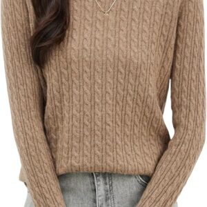 Women's Loose Wool Sweater Crew Neck Warm Pullover Long Sleeve Knit Women Clothing
