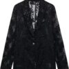 Women's thin clothing style fashionable and versatile embellishment texture semi transparent suit jacket